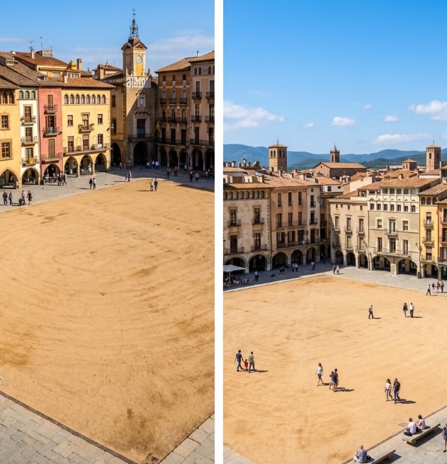 Vistas de la majestuosa Plaça Major, el patrimonio arquitectónico y el entorno monumental de Vic